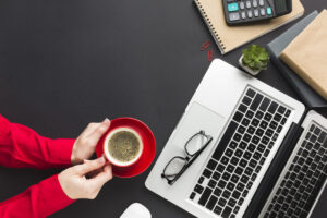 Beginner becoming a freelancer in the UK and USA using laptop with online freelance platforms and remote work setup